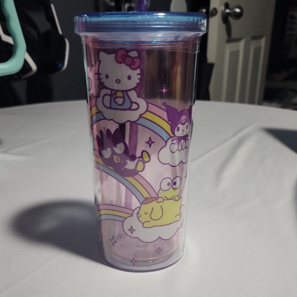 Hello Kitty Rainbow Tumbler with Straw - Purple and Blue